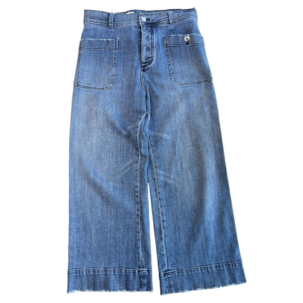 Pilcro Wide Leg Cropped Blue Jeans